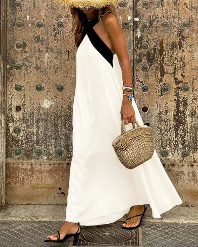Striking Elegance – The Cross-Front Maxi Dress
