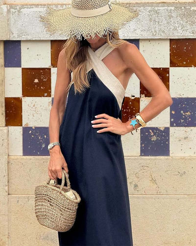Striking Elegance – The Cross-Front Maxi Dress