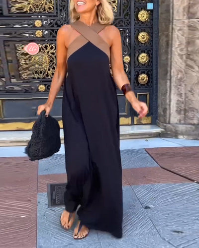 Striking Elegance – The Cross-Front Maxi Dress