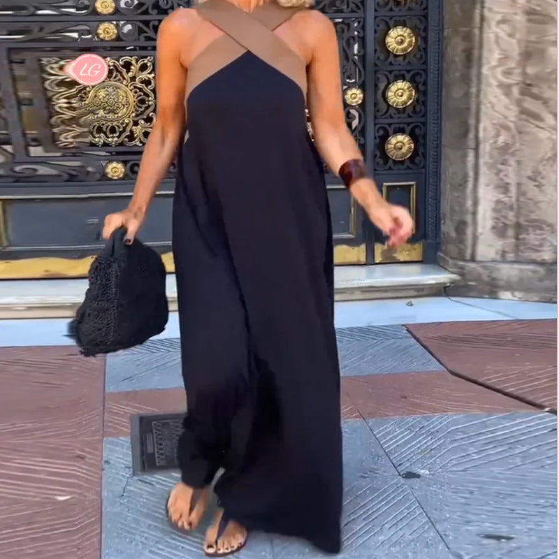 Striking Elegance – The Cross-Front Maxi Dress